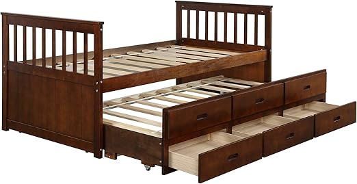 Amazon Com Glchq Kids Guests Twin Solid Wood Captains Bed With
