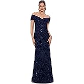 Xscape womens Off the Shoulder Sweetheart Neckline Long Lace Dress (Standard & Petite) Special Occasion Dress
