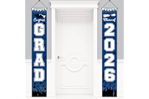 Graduation Decorations Blue White 2026/Blue Graduation Party Decorations/Congrats Grad Porch Banner for Any Schools 2026 Grad