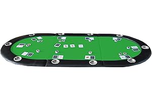INO Design 10 Players Tri-Fold Casino Game Texas Holdem Blackjack Folding Poker Table Top Layout Mat