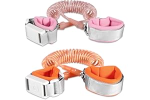 BETERTEK Toddler Wrist Leash for Kids 2 Pack (6.56ft Orange and Pink) Safety Kid Leash Bracelet with Magnetic Unlock Wrist Leash Toddler Reflective Strip Design Toddler Leash Child Harness Leashes for Toddlers