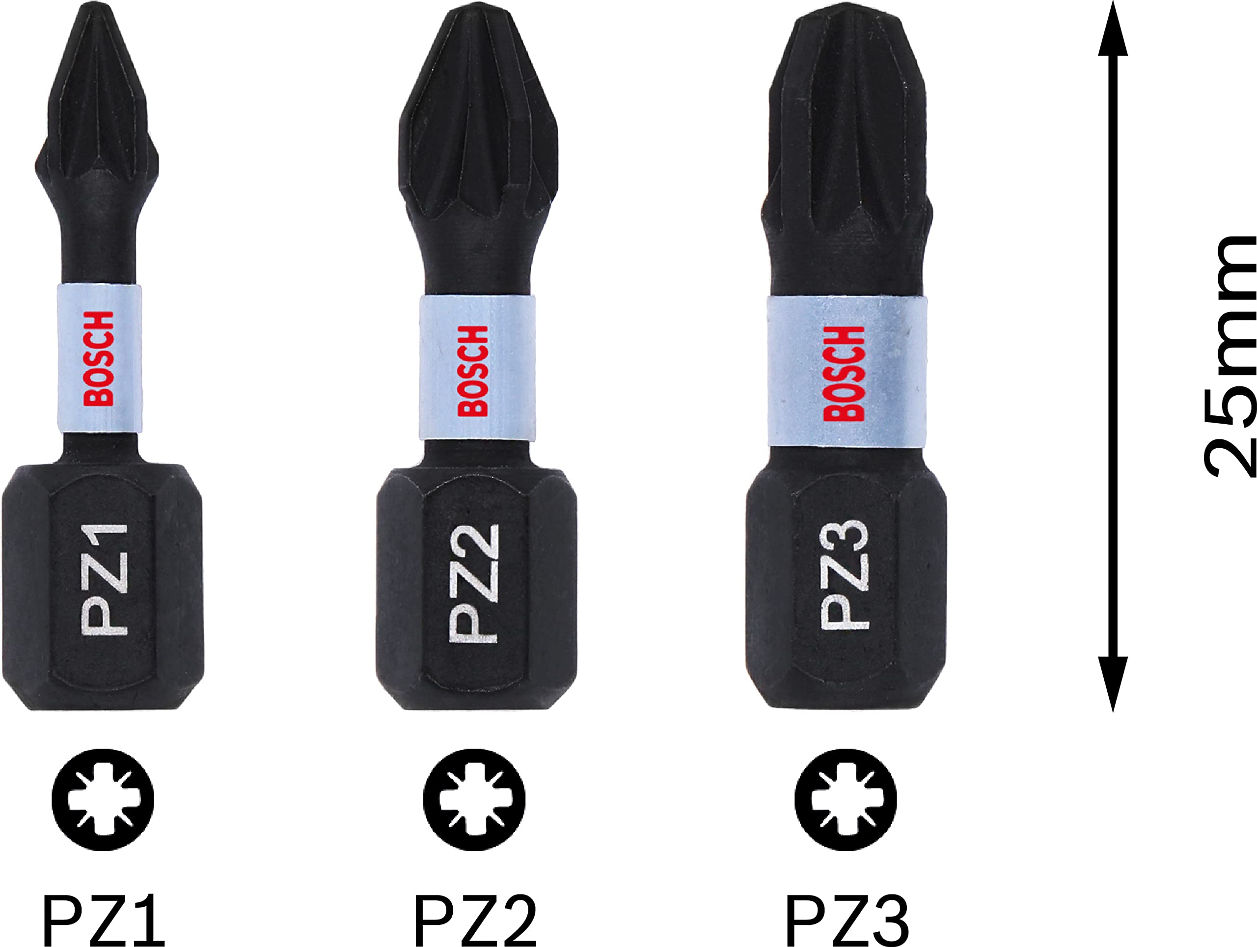 Bosch 3x PRO Pozidriv Impact Bit (100 x 50 mm, Professional Zubehör Schraubendreher, Schraubendreher) 4