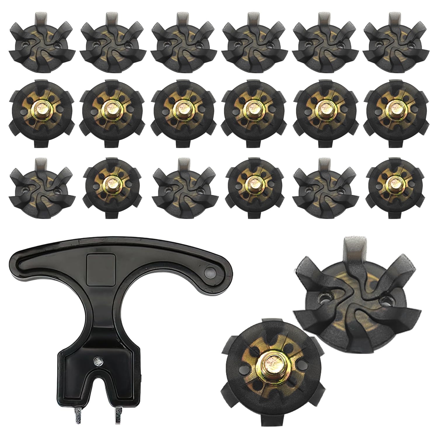 20PCS Golf Shoe Spikes M6 Tooth Replacement Set, 6mm Screw Thread With Wrench Tool, Easy Install Studs, Fits Footjoy Adidas Skechers Nike Shoes