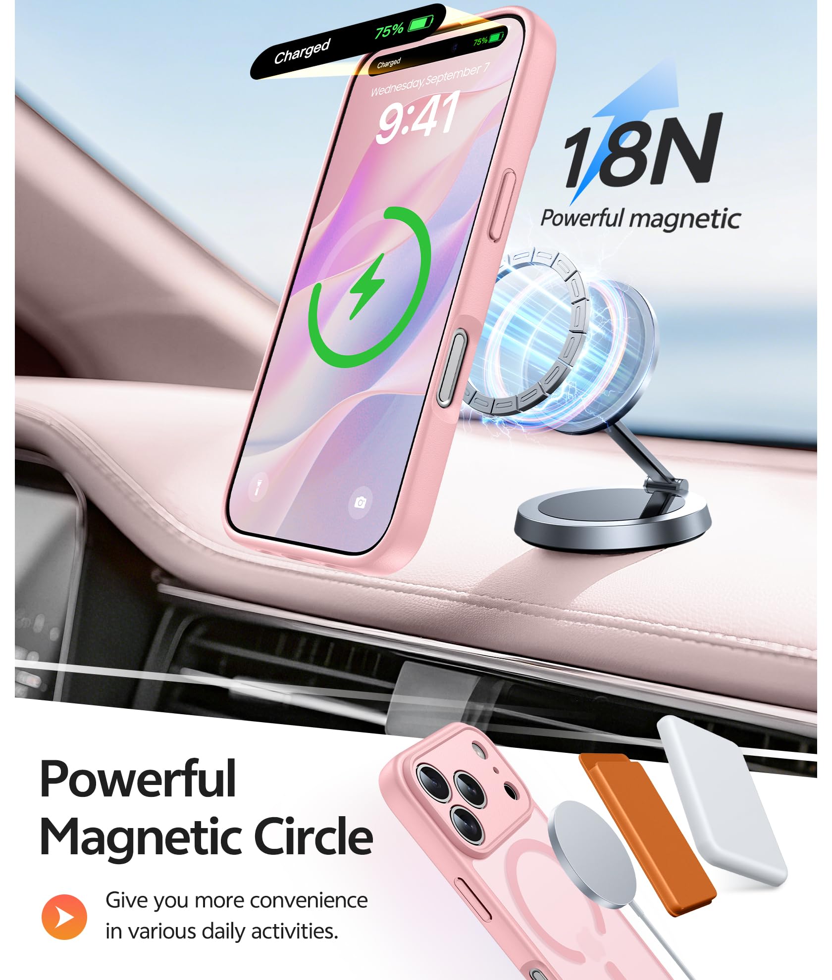 FNTCASE for iPhone 17 Pro Case: Magnetic Frosted Translucent Matte Military Grade Shockproof Slim Cover | Full Covered Camera Protection | Slim Drop Proof Durable Protective Cases