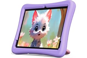 PLIMPTON 2024 Upgraded Kids Tablet, 10 Inch Android 13 Tablet for Kids with Case EVA Shockproof, Octa-Core, 4GB+64GB, WiFi, Toddler Tablets Google Kids Space, Parental Control, YouTube(Purple)