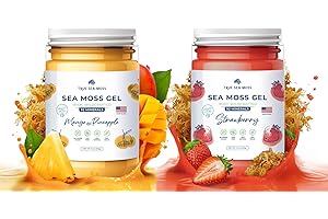 TrueSeaMoss Wildcrafted Irish Sea Moss Gel Mango and Strawberry Bundle Organic Raw Seamoss Rich in Minerals, Proteins & Vitamins