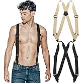 2 Pcs Side Clip Suspenders for Men Under Clothing Hidden Airport Friendly Suspenders Adjustable Plastic Clips for Hiking