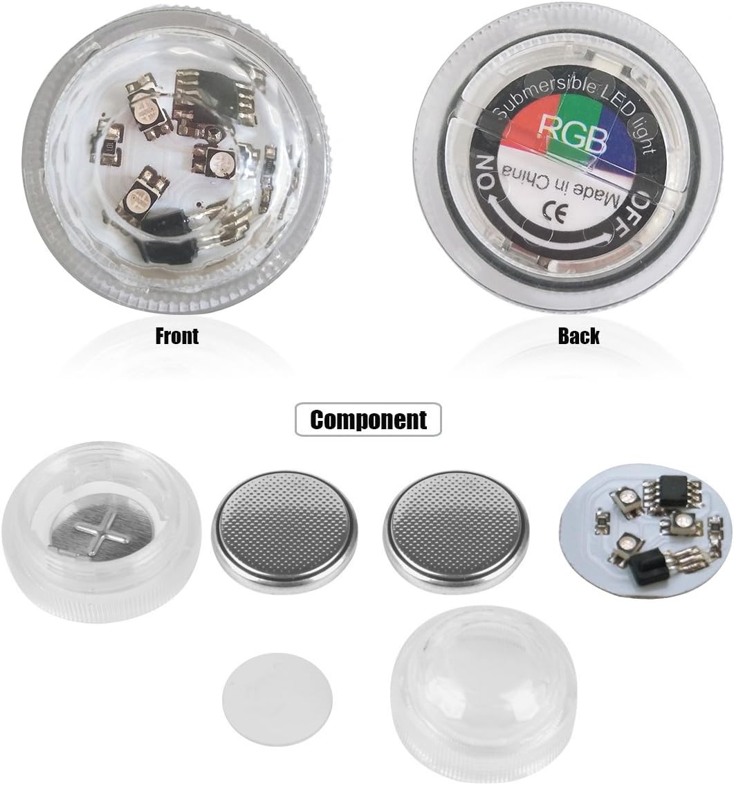 10pcs Submersible LED Lights,Multicolor Waterproof Underwater Lights SMD 3528 RGB Mood Lights with IR Remote Control for vase,bowls,swimming pool,aquarium ,party,wedding, bars or family decorations - Image 3