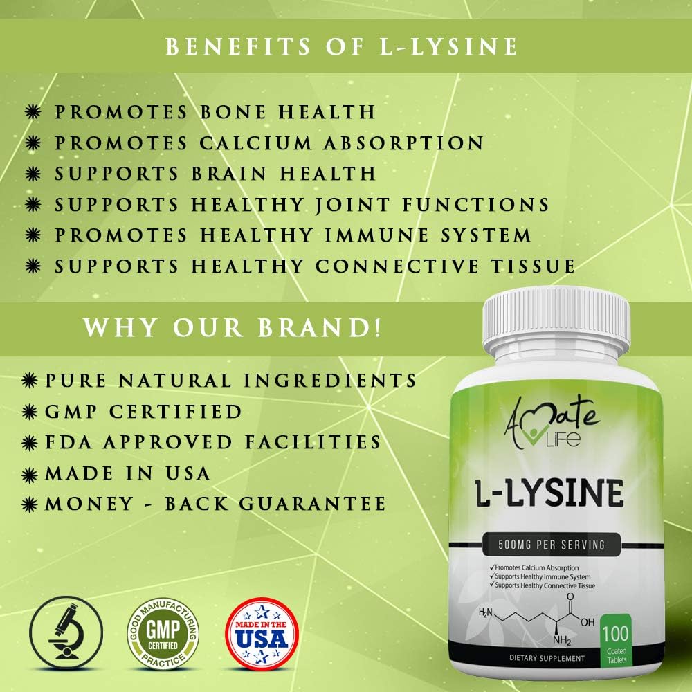 L Lysine 500mg Capsules Immune Support, Cold Sores, Joint Health