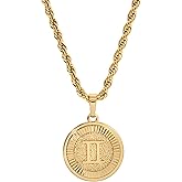 CHRISTIN MARIE STUDIO 18k Gold Plated Zodiac Necklace & Pendant - Gold Necklace for Women & Men, Tarnish & Water Resistant, Birthday Gifts for Women & Men