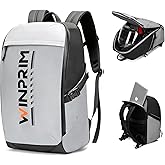 WINPRIM Motorcycle Helmet Backpack with Rain Cover, 40L Waterproof 1680D Oxford Fabric Helmet Backpack, Reflective Strips & Laptop Compartment for Long Distance Travel, Commuting, Work & Gym