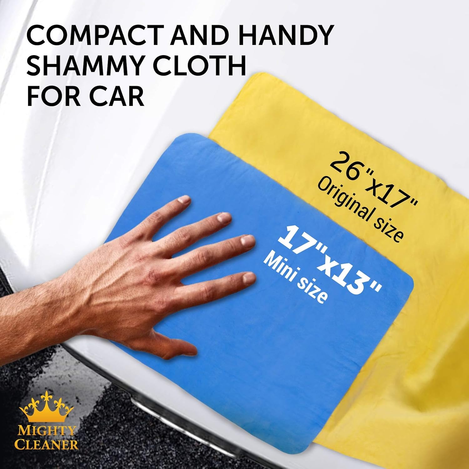 Premium Mini Chamois Cloth for Car - 2pack +1 Bonus Car Shammy Towel -17”x13” - Super Absorbent Reusable Shammy Cloth for Car - Scratch-Free: Kitchen & Dining