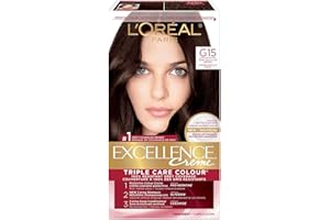 L'Oréal Paris Excellence Crème Hair Dye, Dark Chocolate Brown G15, Hair Color for Women, 100% Grey Coverage, Long Lasting Ric