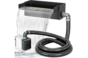 Pulaim Pond Waterfall Kit, Includes 12.2” Stainless Steel Pond Waterfall Spillway, 65W 925GPH Pond Pump, Long Enough Bellows, No Need to Buy Additional Parts