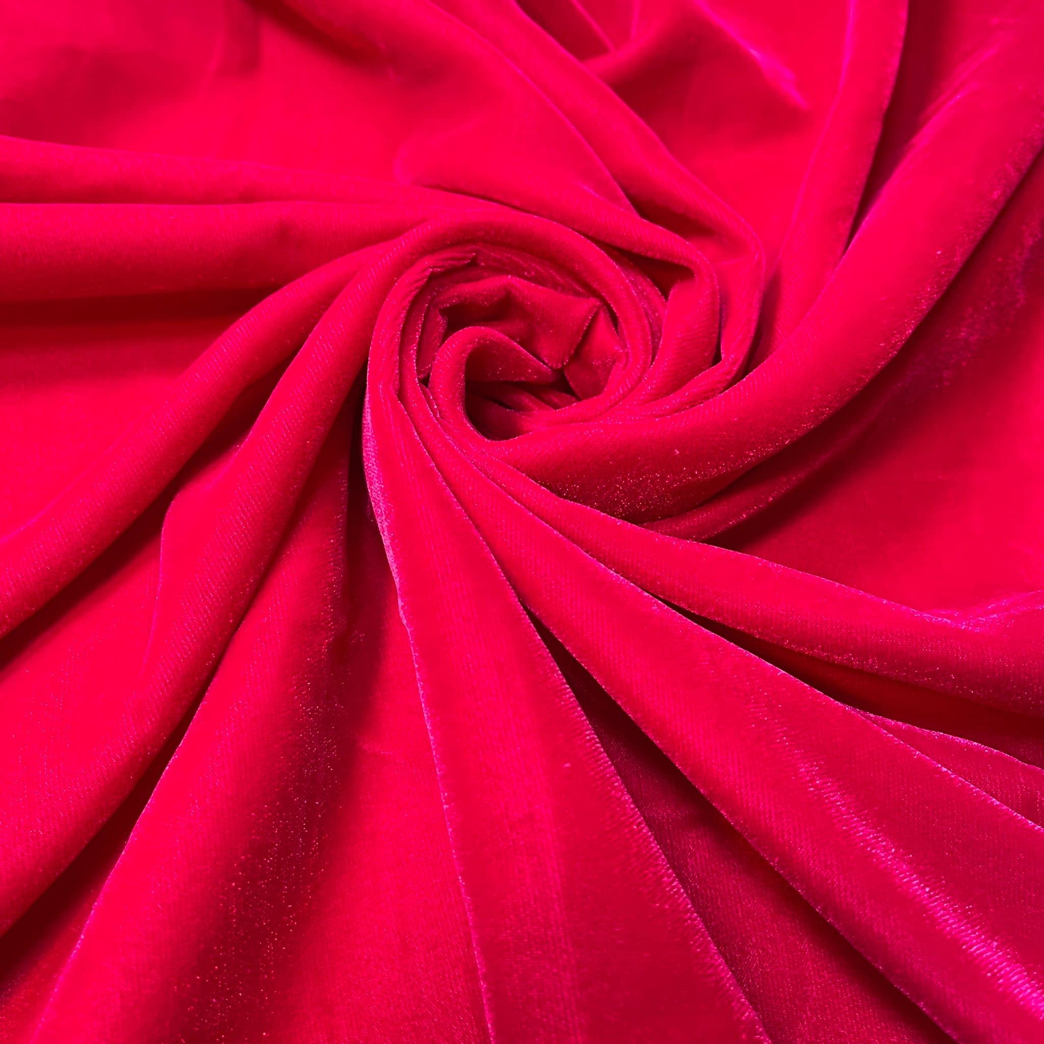 Three Crown Velvet Fabric Soft Strong Material - Home Decor, Curtains, Upholstery, Dress - 112cm Wide (Cerise, 1 Meter)