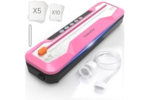OIDOZAC Vacuum Sealer Machine, Automatic Food Vacuum Sealer 5 Modes with 15 Sealer Bags and Built-in Cutter, Compact One-Touch Food Sealer Vac Pack Machine for Sous Vide & Dry Moist Foods, Pink