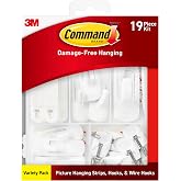 Command Variety Pack, Including 10 Pairs of Picture Hanging Strips, 6 Wire Hooks and 8 Utility Hooks for Hanging Christmas Decorations, Damage Free Hanging Up to 19 Items with Command Strips, 1 Kit