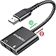 KiWiBiRD External USB Sound Card 3.5mm Jack Audio DAC Stereo Cards Adapter Line in Out Compatible with Headphone Headset Microphone Converter Gaming PC Laptop Mac PS5 PS4 Raspberry Pi Windows Linux