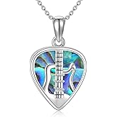 CUPENDA Guitar Lotus Flower/Evil Eye Necklace Sterling Silver Guitar Pick Pendant Music Jewelry Christmas Gifts for Women