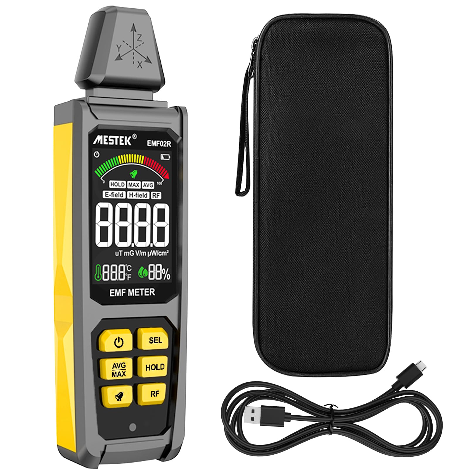 Photo 1 of EMF Detector, MESTEK 5 in 1 EMF Meter Radiation Detector, Electric Field, Radio Frequency Field Temperature, Magnetic Field Strength Meter, Rechargeable EMF Reader Home EMF Detection and Ghost Hunting