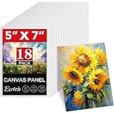 ESRICH 5x7IN Small Canvases for Painting, 18 Pack Mini Canvas Boards 100% Cotton Painting Canvas Primed Acid Free Mini Blank Canvas Panels for Oil Paint,Watercolor,Acrylic Paint,Gouache&Tempera.