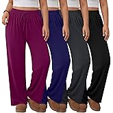 Neer 4 Pack Women's Plus Size Sweatpants Wide Leg Elastic Waist Lounge Yoga Pants Loose Fit Drawstring Jogger with Pockets