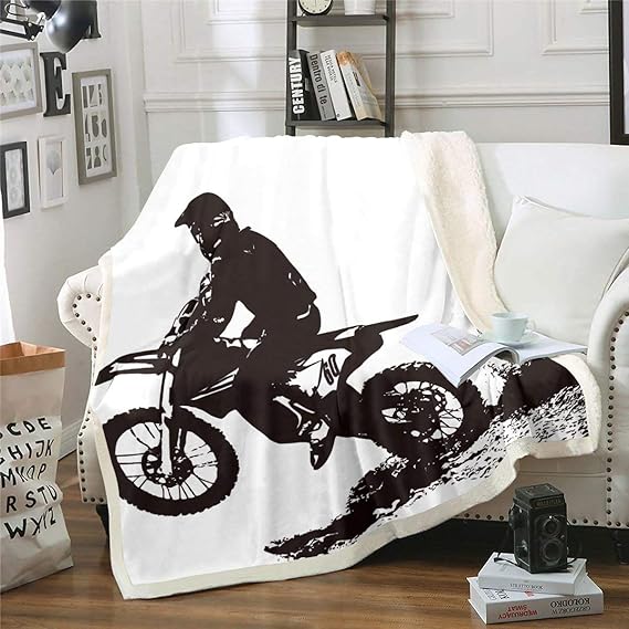Erosebridal Motocross Rider Throw Blanket Dirt Bike Bed