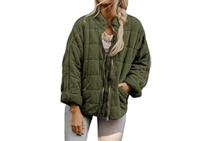 KVOTUU Quilted Jackets for Women Lightweight Short Zip Up Padded Coat Winter Dolman Long Sleeve Puffer Jacket Warm Outerwear