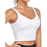 Oalka Sports Bra Womens Longline Padded Crop Tank Yoga Bras Workout Fitness Top