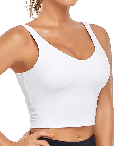 Oalka Sports Bra Womens Longline Padded Crop Tank Yoga Bras