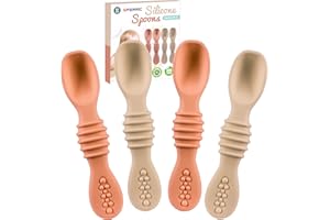 SPERRIC Silicone Baby Spoon Set - First Stage Baby Led Weaning Spoons, Gum Friendly, BPA & Phthalate Free, Self Feeding Utensils for Infant & Toddler, Great Gift Set