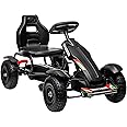 Aosom Kids Pedal Go Kart, Outdoor Ride on Toys with Adjustable Seat, Sharp Handling, Handbrake, 4 Non-Slip Rubber Wheels for Boys & Girls Aged 5-12 Years Old, Black
