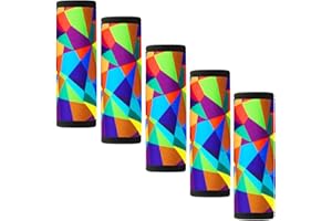 Gowraps 5 Pack Neoprene Luggage Handle Wraps for Suitcase Travel Luggage Tags/Identifiers/Marker/Grips (2.0 Version) (Geometry)