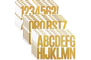 YIKTUNQ Lot de 15 feuilles de 240 autocollants en forme de lettres et chiffres dorés de 7,6 cm pour scrapbooking, camions, bo