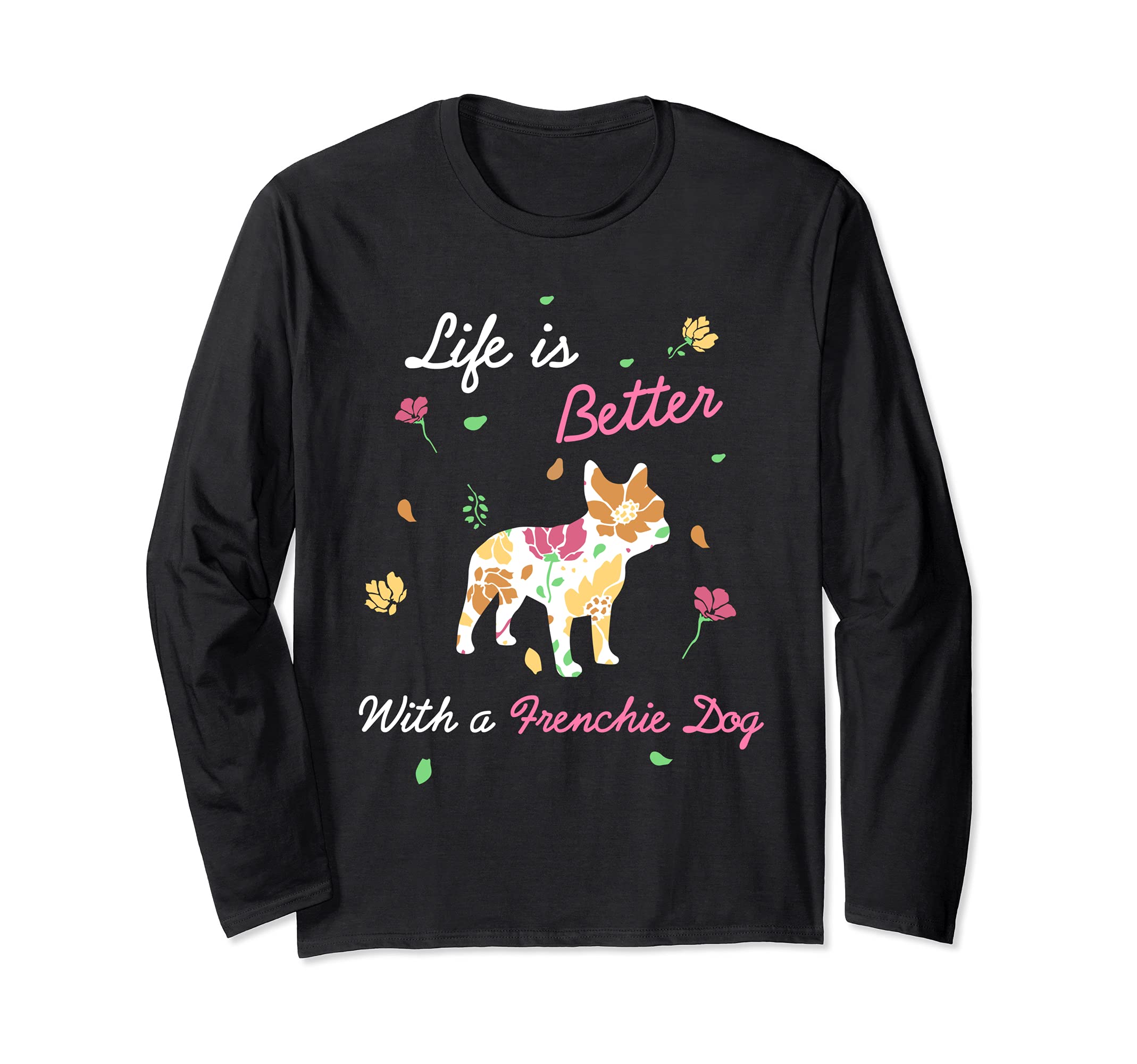French Bulldog - Cute Girlie heart pink dog mom Frenchie Long Sleeve T-Shirt