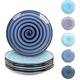 Selamica Ceramic Dessert Plates Set of 6,6 Inch Appetizer Plate for Kitchen for Cake Snacks Side Dish, Microwave Dishwasher Safe, Gradient Blue