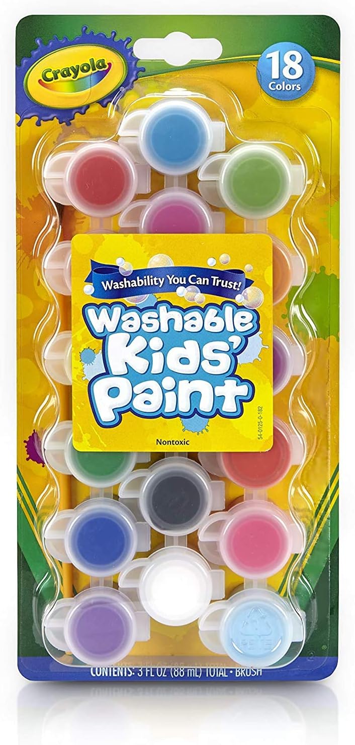 Crayola Washable Kids Paint Set & Paintbrush, Painting Supplies, 18 Count: Toys & Games