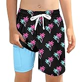 ZenGents Boys Swim Trunks with Compression Liner for 6-20 Years Kids Quick Dry Bathing Suit
