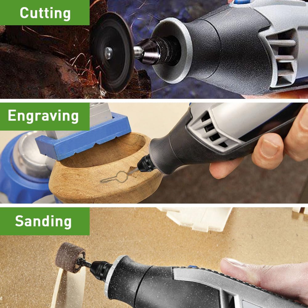 15 Stück Bohrfutter-Spannzangensatz Kompatibel mit Dremel, Zubehörsatz für Multifunktionswerkzeuge, 1/32" bis 1/8" Ersatz 4486 Schnellwechsel-Bohrfutter mit Ersatz 4485 Messing-Spannzange Metallmutter 6