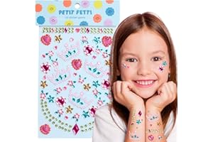 xo, Fetti Kids Princess Gem Set, Pink, Purple + Blue - 53 pcs. | Cute Heart Face Stickers, Heart Birthday Jewels Accessory, Royal Decorations, Stick-on Jewelry, Stocking Stuffer