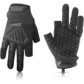 Glove Station Paintball Work Gloves, 2 Fingerless, Suede Palm, Black, Large | Suede Leather Palm, TPR Knuckle Protection - For Paintball, Work &amp; Outdoor Use
