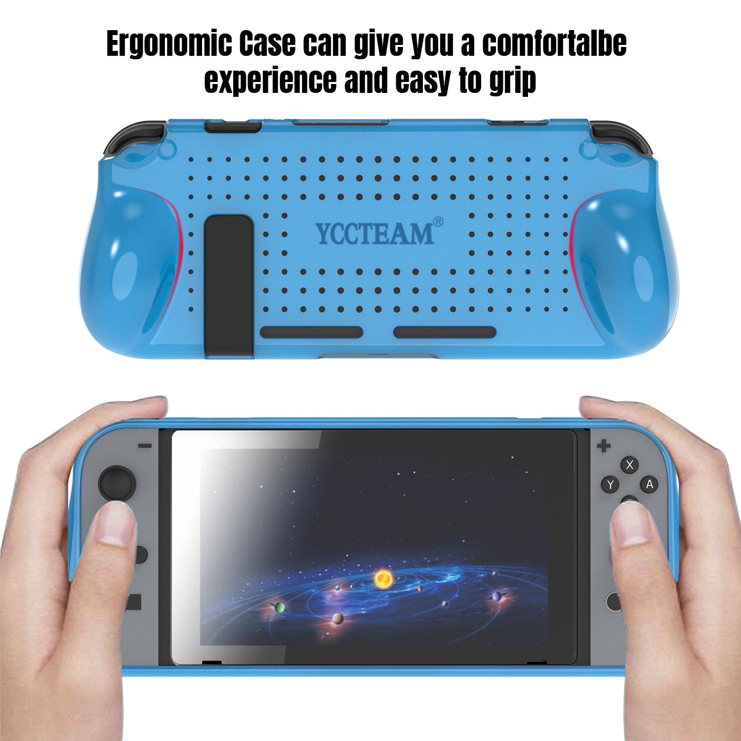 Protective Case for Nintendo Switch, Grip Cover with Shock Absorption and Anti-Scratch Design - Comfortable TPU Case for Nintendo Switch Console (Blue)