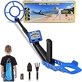 Dmyond Metal Detector for Kids - Adjustable 23.6-31 Inch Metal Detectors - 7.6 Inch Waterproof Search Coil with LCD Dispaly -