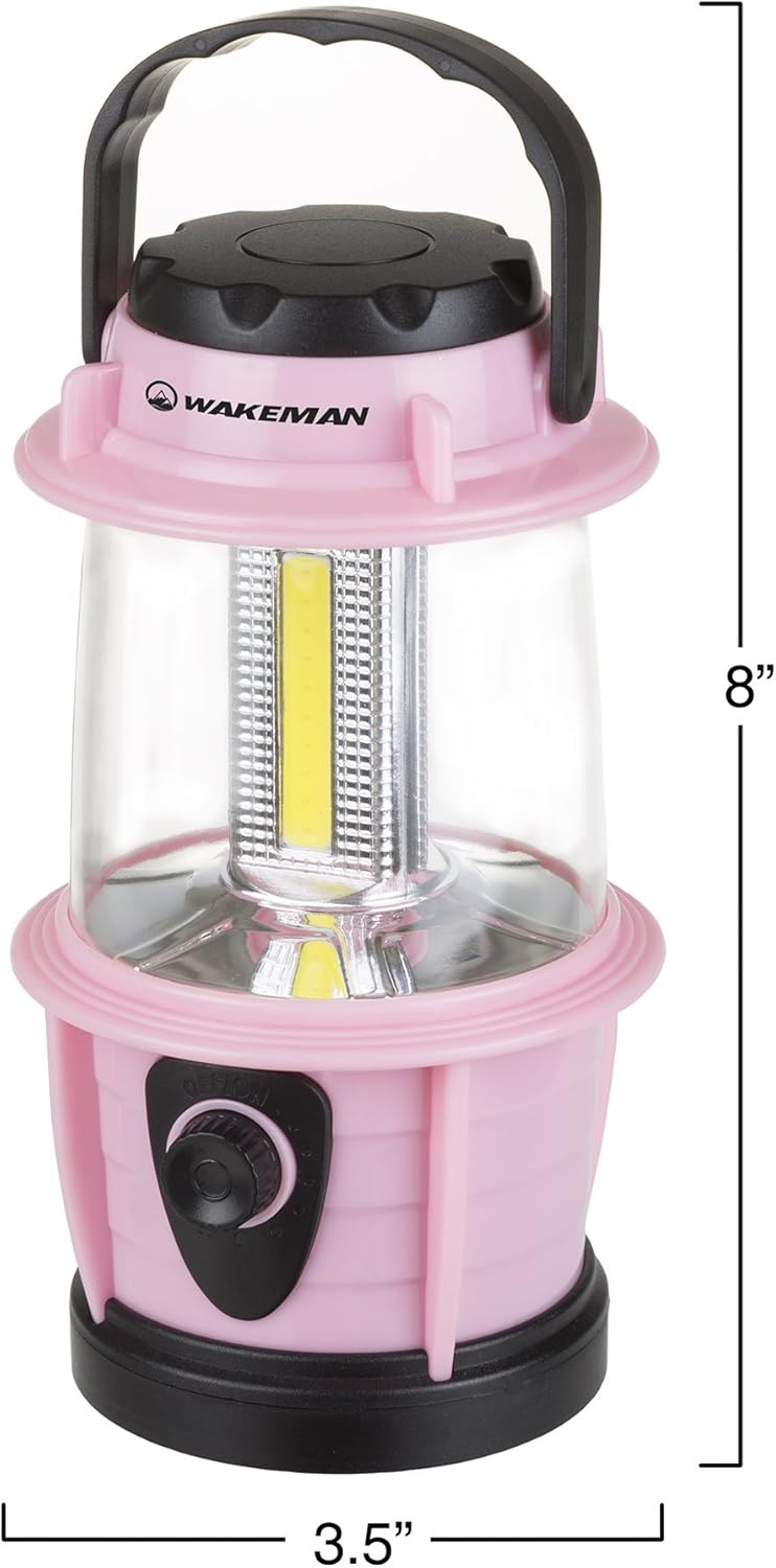 LED Lantern, Adjustable LED COB Outdoor Camping Lantern Flashlight With Dimmer Switch for Hiking, Camping and Emergency By Wakeman Outdoors (Pink): Sports & Outdoors