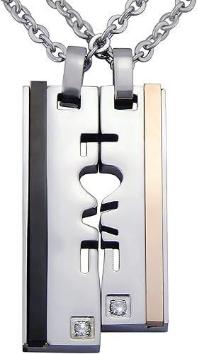 Hanessa Gravierte Love Anhanger Kette Mit Liebes Wunsch Gravur Partner Ketten Aus Titanstahl In Silber Gold Und Schwarz Geschenk Schmuck Fur Paare Mann Und Frau Amazon De Schmuck