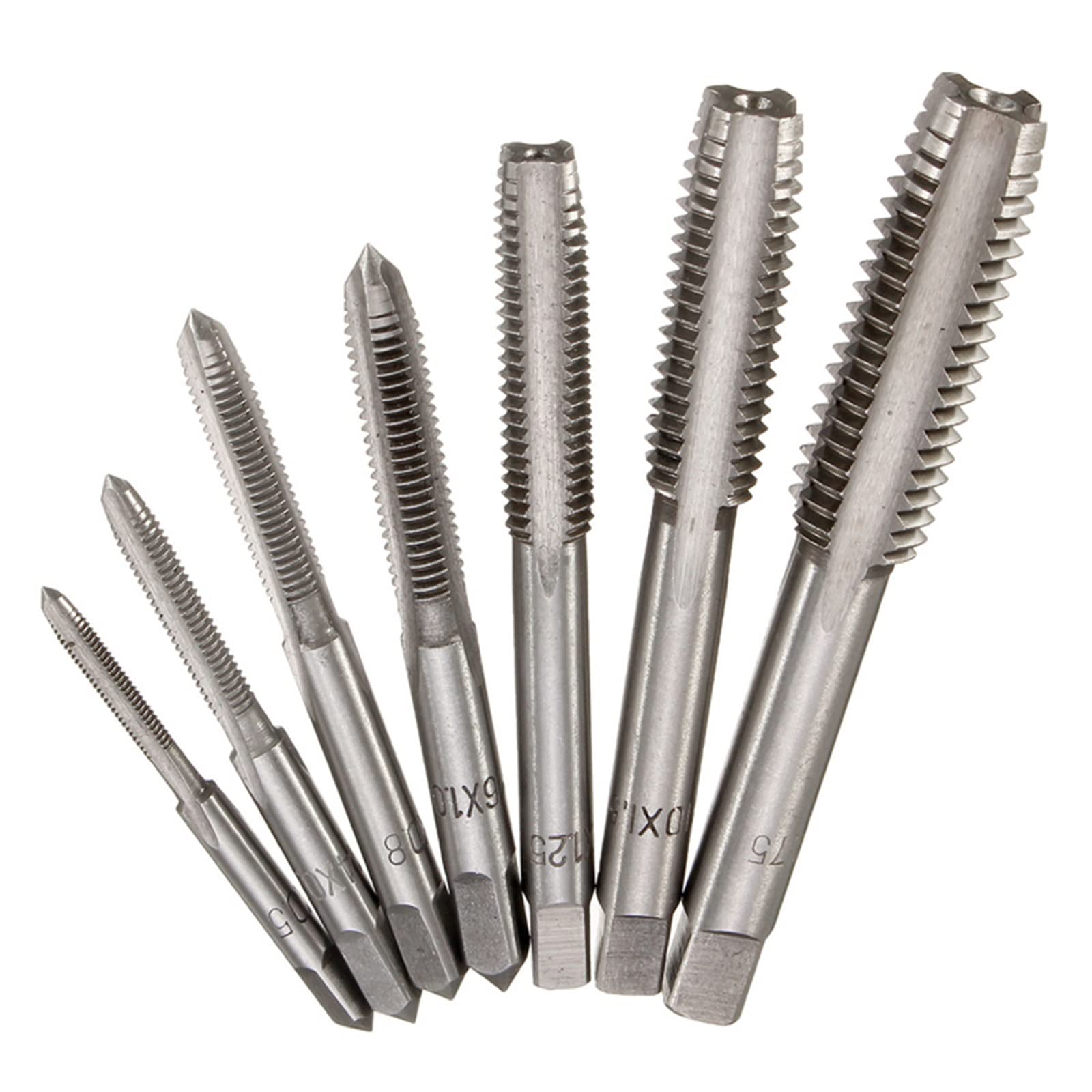 7Pcs M3-M12 HSS Metric Right Hand Machine Straight