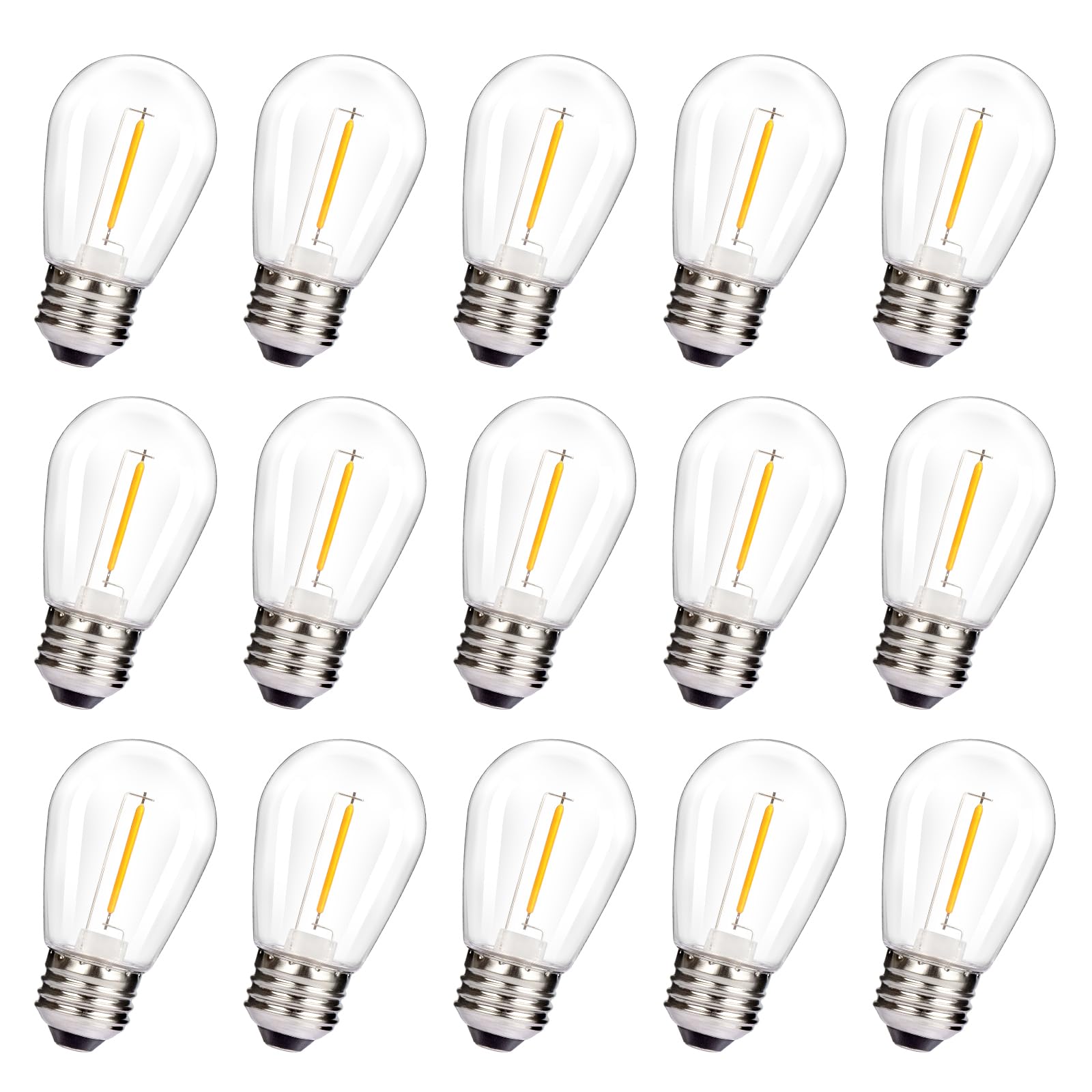 Leadleds S14 LED Bulb Outdoor LED Filament Bulb 1W Equivalent to 10W Shatterproof & Waterproof Warm White 2700K String Light, Non-Dimmable, E27 Base Edison Vintage Light Bulbs(15 Pack) — image 1