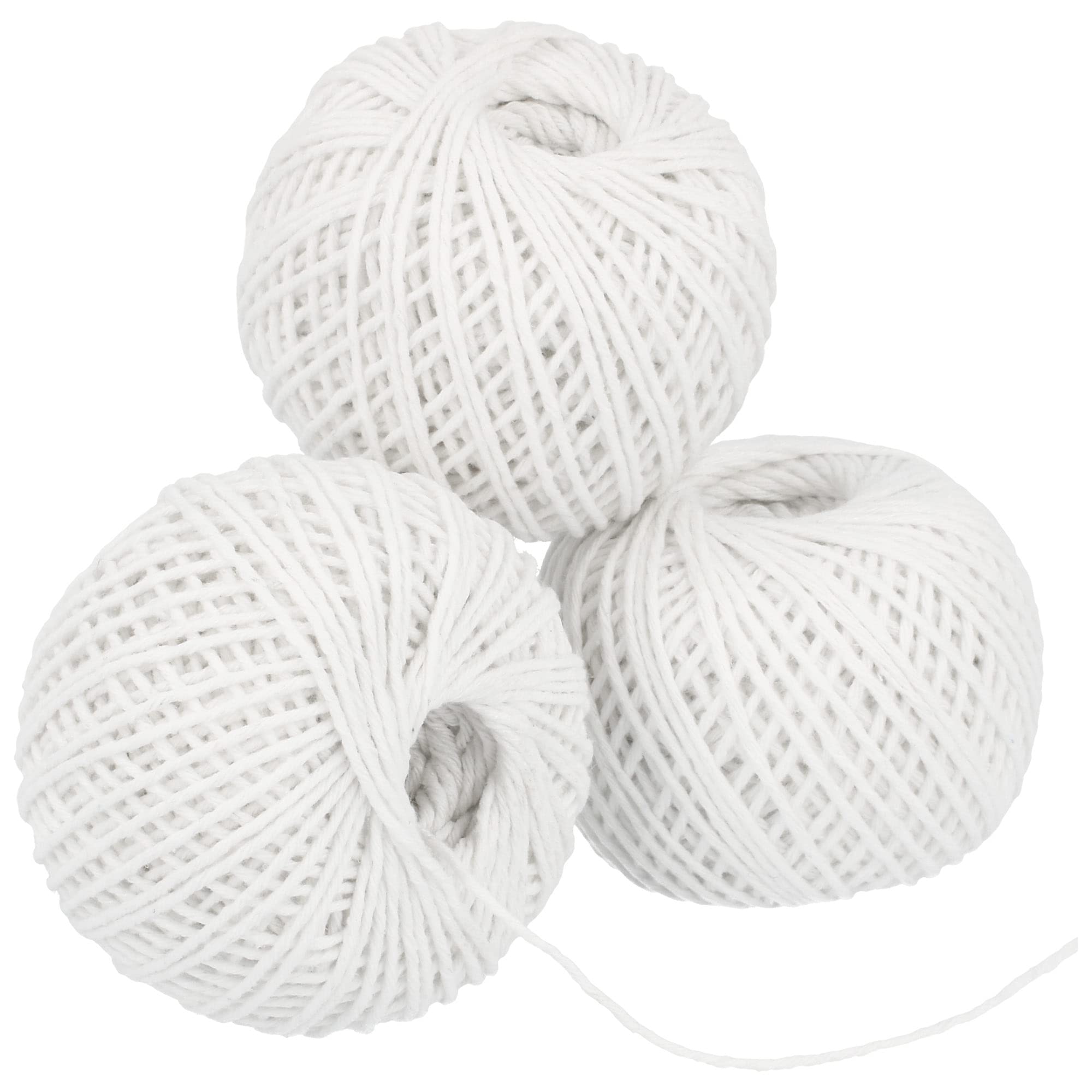 com-four® 180 m Roasting Twine - 3x Butcher’s String Balls Kitchen Twine for Cooking, Roasting & Grilling - White String for Meat, Poultry, Fish & Vegetables