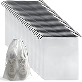 32 Pcs Shoe Bags for Travel,PLULON 15.7" x 11.8" Clear Drawstring Storage Plastic Bags Shoes Organizer for Packing Waterproof Dustproof Women Men Portable Travel Essentials