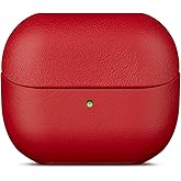 LOPIE Leather Case for Samsung Galaxy Buds 3 FE / Buds3 Pro/Samsung Buds 3 Case Cover with Lanyard - Made of Full Grain Leather - Handmade Drop Protection Hard Shell Cover - Red